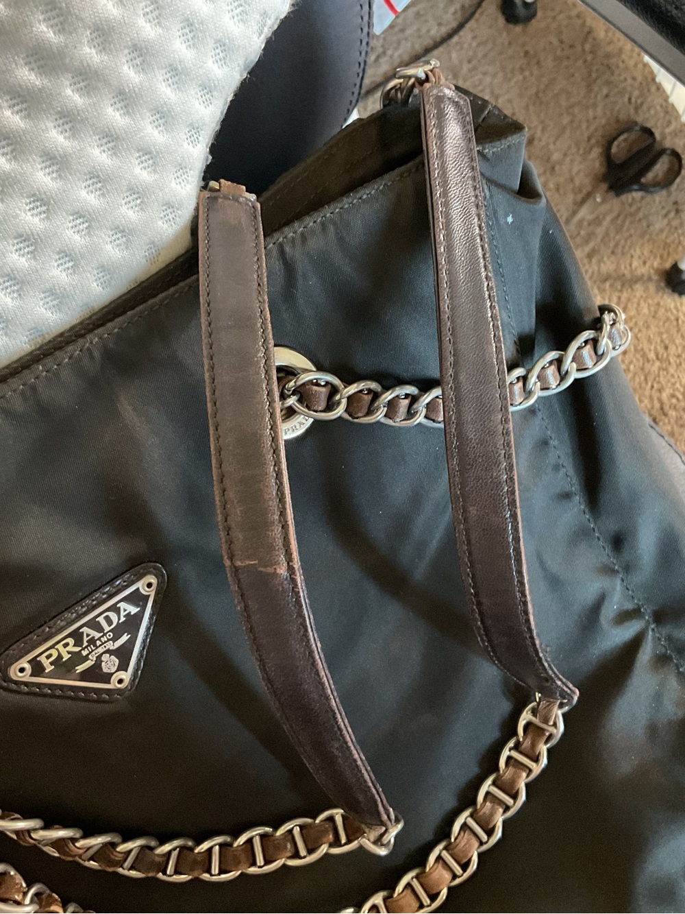 Prada Black Tote with Gold Chain Straps - Picture 14 of 16